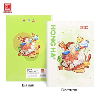 Vở kẻ ngang Hồng Hà 80 trang - Gáy vuông ép keo - GenZ 1099 định lượng 58 gm2 (Giấy mỏng) độ sáng 90-92 ISO Khổ vở 180 x 252 mm (Giao bìa ngẫu nhiên)