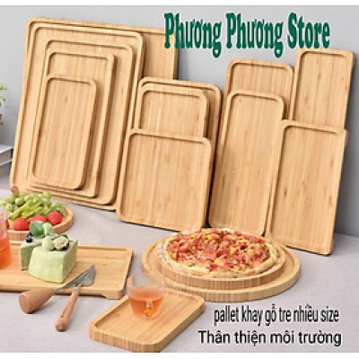 Khay gỗ tre tự nhiên chữ nhật nhiều cỡ size