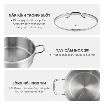 Xửng hấp 2 tầng Lebenlang LBL2537 và LBL2538, size 26, 28cm, vung kính, dùng cho mọi loại bếp - hàng chính hãng