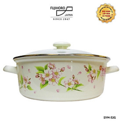 Nồi Fujihoro tráng men SYM-32G (nắp thủy tinh) 4L (đào hồng) -  Phân phối bởi CTCP ABMA VN Showroom 52 Hoàng Diệu, Q4