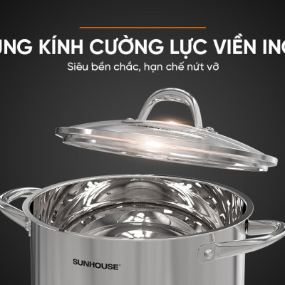 NỒI INOX 3 ĐÁY SUNHOUSE SHG301-32 - Hàng Chính Hãng