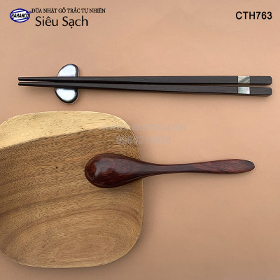 Đũa Nhật gỗ trắc đầu khảm xà cừ ốc biển (10 đôi) đũa xuất Nhật - gỗ tự nhiên siêu sạch - an toàn cho sức khỏe - CTH763 - Chopstick of HAHANCO
