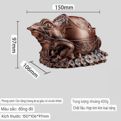  Dụng cụ Gạt Bụi Tàn để bàn Hình tượng Cóc vàng 3 chân ngậm tiền – biểu tượng chiêu tài lộc nổi bật trong phong thủy