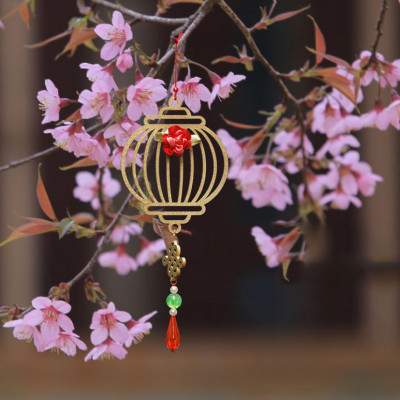 Combo 12V - Bộ 12 dây treo trang trí tết Khai Lộc Hoàng Kim màu Vàng,handmade,chất liệu gỗ, kim loại cắt CNC hoa văn sắc sảo, treo cành mai, đào, lan, quà tặng độc đáo ý nghĩa