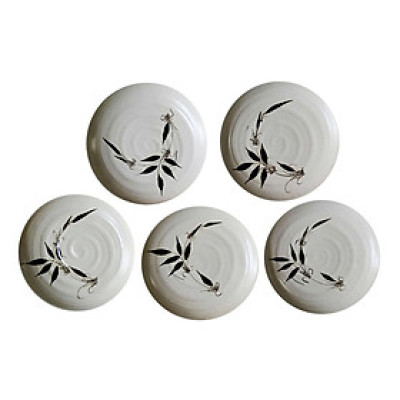 Hộp 5 Đĩa Lót Chén Trúc Gốm Sứ Bát Tràng D804 (13cm)