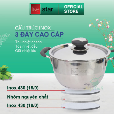 Nồi Inox đáy từ Fivestar Quai Silicon - Tặng 5 muỗng inox