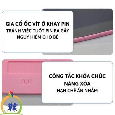 Bảng Viết Cảm Ứng Điện Tử 3D Đa Sắc 12 Inch Thông Minh Tự Xóa Dành Cho Bé - Bảng Vẽ Đồ Họa Bút Dạy Học LCD Xanh Dương