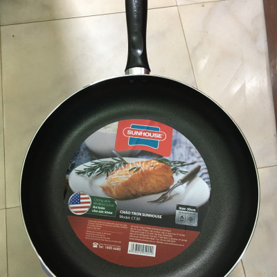 Chảo chống dính trơn SUNHOUSE Size 18-30cm CT18 CT20 CT24 CT26 CT28 CT30 chống dính Whitford (USA) cao cấp, không dùng bếp từ - Hàng chính hãng