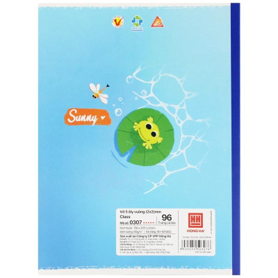 Combo 5 Vở 5 Ô Ly 96 Trang 80gsm Class Sunny - Hồng Hà 0307 (Mẫu Màu Giao Ngẫu Nhiên)