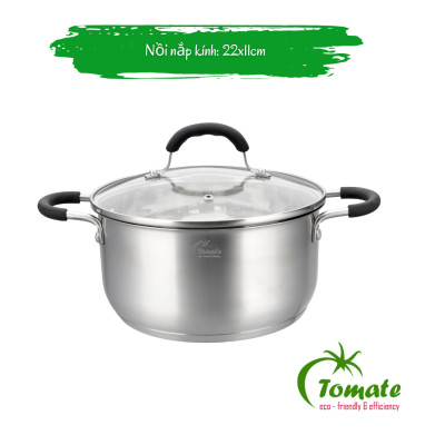 Bộ Nồi Chảo Tomate Inox 304 – 8 Món TOM 0708 - 5 lớp đáy - nồi từ - nắp kính