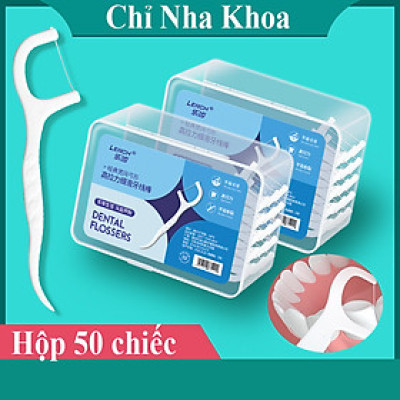 Phụ kiện nhà bếp phòng ăn - Combo  hộp 50 cây tăm chỉ nha khoa ,an toàn dễ sử dụng