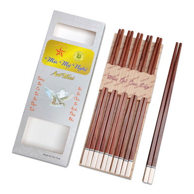 Đũa Gỗ Cao Cấp - Đũa Gỗ Cẩm Lai Ghép Đầu Trắng - Đồ Gỗ Nhà Bếp Thương Hiệu Trường Sơn (10 Đôi / Hộp)