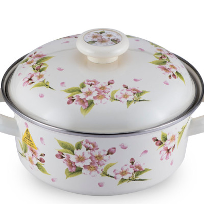 Nồi tráng men FUJIHORO 18cm, 1.8L ( Hoa văn Sakura ) SYM-12, Sử dụng bếp từ
