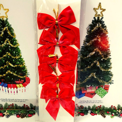 Nơ màu đỏ trang trí cây thông noel - Nơ đỏ bịch 10 cái