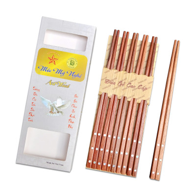 ĐŨA GỖ CAO CẤP - ĐŨA CẨM LAI CHẤM BI - HÀNG VIỆT NAM CHẤT LƯỢNG CAO ( 10 ĐÔI )