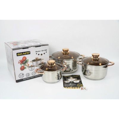 Bộ Nồi 3 Món Inox SRAPP SH-368 - Hàng Chính Hãng
