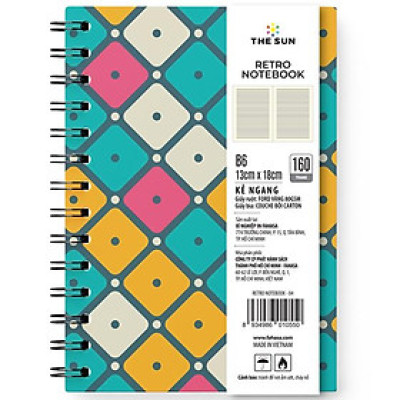 Sổ Lò Xo Bìa Cứng Retro B6 - Kẻ Ngang - 160 Trang 80gsm - The Sun 04