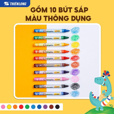 Sáp 10 màu Thiên Long Colokit CR-C07 Crayon hộp nhựa