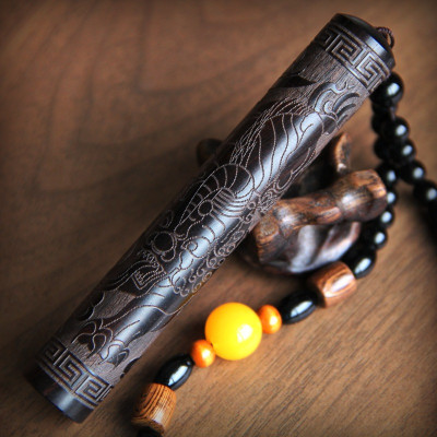 Hộp Quẹt Điện Thổi Chiết Hỏa Từ Kiểu Phim Kiếm Hiệp Độc Đáo Chạm Khắc Tinh Xảo, Bật Lửa Thổi Chiết Hỏa Tử Gỗ Đàn Hương Kèm Cáp Sạc