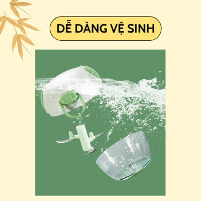 Máy Xay Mini Đa Năng 3 Lưỡi Dao Hình Con Heo - Máy Xay Tỏi Ớt Đa Năng Tiện Lợi Dây Rút Dung Tích 180ml