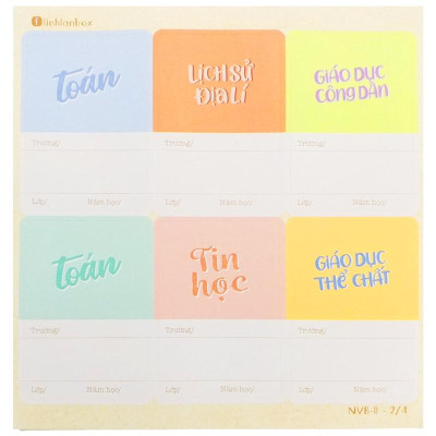 Bộ 24 Nhãn Vở B Cấp II - Linh Lan