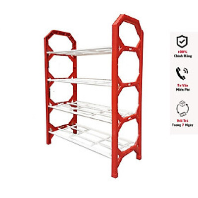 Kệ Để Giày Dép 4 Tầng Nhựa Và Inox Dễ Dàng Lắp Ráp - Giao Màu Ngẫu Nhiên