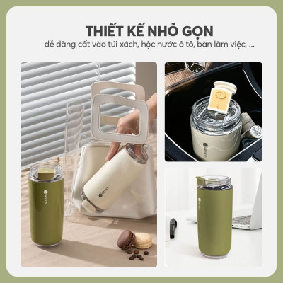 Ly giữ nhiệt inox 304 Elmich EL8300 dung tích 420ml, Hàng chính hãng, chống rò rỉ, nắp dạng bật - JoyMall