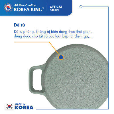 Nồi nấu Levante đáy từ Korea King KP-20LI(Nồi, nắp bằng nhôm đúc, phủ men chống dính Ceramic, Ø20cm)