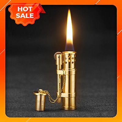 Vỏ Hột Quẹt Bật Lửa TC16 Thiết Kế Thủ Công Độc Lạ Màu Vàng - Dùng Xăng Đá Cao Cấp