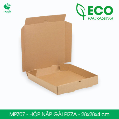 MPZ07 - 28x28x4 cm - 60 Hộp nắp gài pizza đa dụng - Hộp nắp gập, hộp carton gói hàng, hộp quà