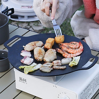 Chảo Đá Nướng Thịt Kiểu Hàn Quốc, Vỉ Nướng BBQ Chống Dính Không Cần Dầu Size 34cm Hàng Chính Hãng MINIIN
