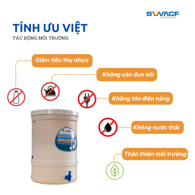 Compo 2 bình lọc nước uống trực tiếp SWACF 20L | CWF, lõi lọc 10L, tốc độ lọc 2-4 lít/giờ, giữ khoáng thiết yếu