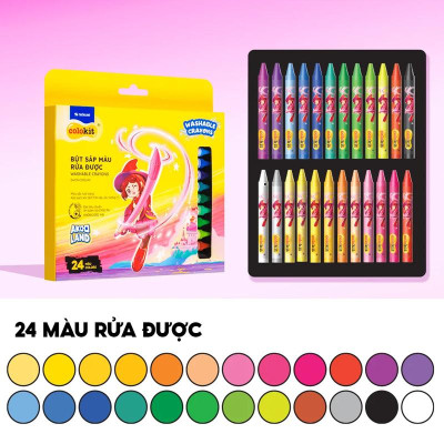 Hộp 24 Bút Sáp Màu Rửa Được Colorkit - Thiên Long SWCR-C003/AK