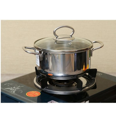 Nồi inox Fivestar 3 đáy từ Sanwich nắp kính 24CM