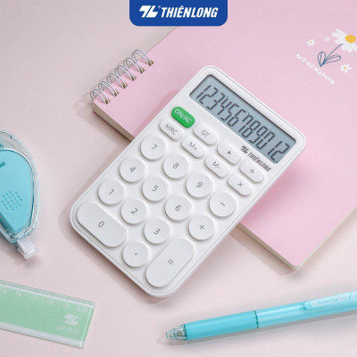 Máy tính cầm tay văn phòng để bàn Thiên Long Flexio - máy tính mini 12 số, phù hợp tính toán, bảo hành chính hãng