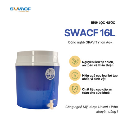 Bình lọc nước uống trực tiếp SWACF 16L | CWF Nano bạc, lõi lọc 7L, tốc độ lọc 2-4 lít/giờ, giữ khoáng thiết yếu - Công nghệ Mỹ