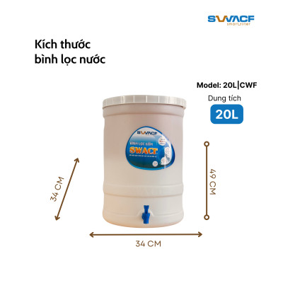 Compo 2 bình lọc nước uống trực tiếp SWACF 20L | CWF, lõi lọc 10L, tốc độ lọc 2-4 lít/giờ, giữ khoáng thiết yếu