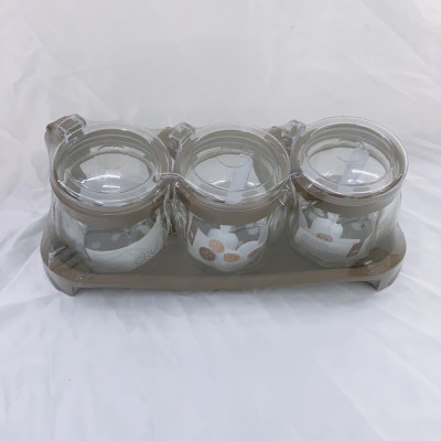 Bộ 3 hũ đựng gia vị thủy tinh nắp nhựa ( Giao màu nẫu nhiên ) - ANTH677