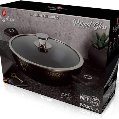 Nồi chảo 2 quai cầm có nắp Berlinger Haus BH/6577 28cm màu nâu đen – Primal Gloss Collection Hàng chính hãng