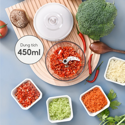 Dụng cụ xay tỏi ớt, thực phẩm Lebenlang LBL3939 lưỡi xay inox sắc bén, dây rút tiện lợi - hàng chính hãng