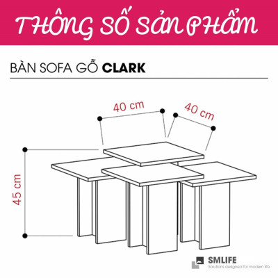 Bàn sofa hiện đại kiểu dáng đẹp SMLIFE Clark