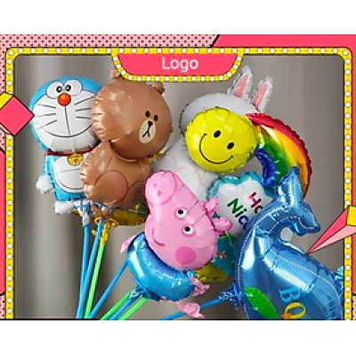 Combo 10 quả bóng bay kèm que cầm tay ( giao ngẫu nhiên) mini