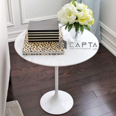 Bàn trà Sofa Tulip TS TULIP-05E Nội thất Capta Bàn tròn mặt đá chân nhôm sơn tĩnh điện màu trắng