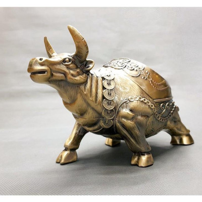 GẠT TÀN BẰNG ĐỒNG GIẢ CỔ HÌNH CON TRÂU