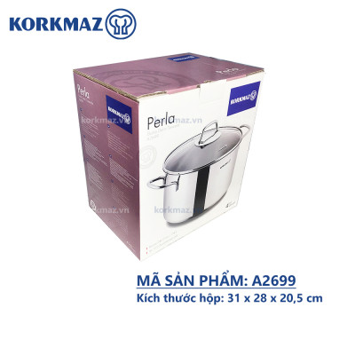 Nồi inox 18/10 thân cao Korkmaz Perla 7.8 lít - 24x17 cm