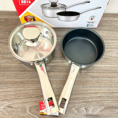Bộ Nồi Chảo Inox 3 Lớp Liền Khối Kalpen Baby BB14 size 14cm