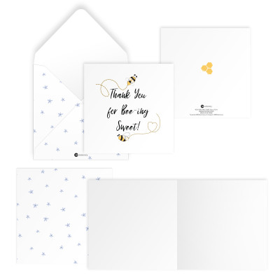 Bộ 4 thiệp vuông 12cm SDstationery LET IT BEE chúc mừng, tình bạn, tình yêu, sinh nhật, truyền cảm hứng, động viên