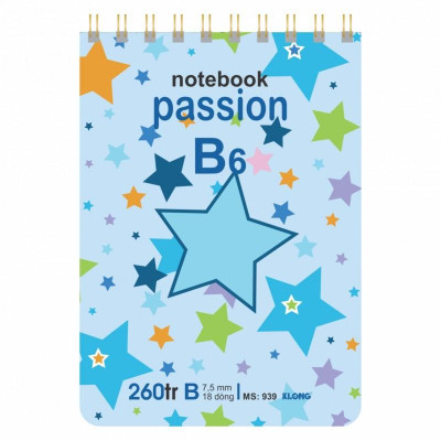 Sổ kẻ ngang lò xo kép ngang KLONG B6 260 trang 70/76; MS: 939