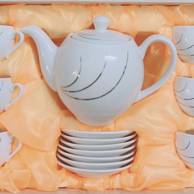 BỘ ẤM CHÉN SỨ PHA TRÀ TRẮNG HỌA TIẾT HOA  ( GIAO NGẪU NHIÊN )- ANTH625