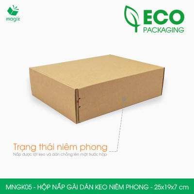 MNGK05 - 25x19x7cm - COMBO 100 HỘP CARTON NẮP GÀI HÔNG CÓ KEO NIÊM PHONG - THÙNG HỘP CARTON ĐÓNG HÀNG